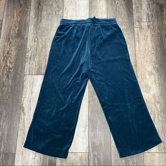 Croft & Barrow Straight-Leg Velour Pants color is Blue Dye Size PM - Picture 8 of 9